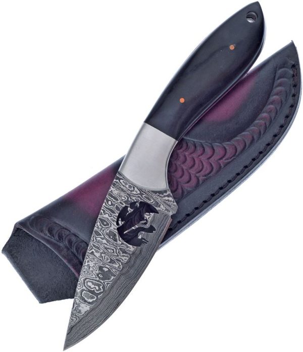 Frost Cutlery Buffalo Horn Fixed Blade Damascus Steel Knife