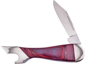 Frost Cutlery Large Leg Folding Knife 4.75" Stainless Blade Brown Wood