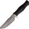 Fox-N-Hound Damascus Fixed Blade - Ebony Wood Handle