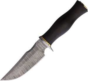 Fox-N-Hound Damascus Fixed Blade - Ebony Wood Handle
