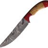 FH Knives Damascus Fixed Blade 7in Wood Handle