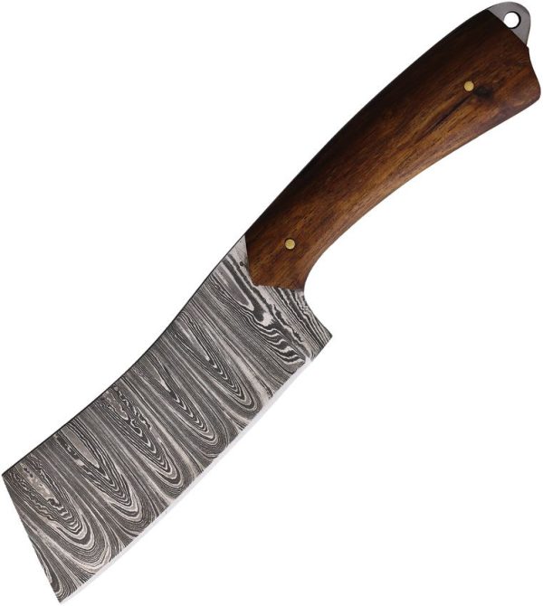 FH Knives Damascus Cleaver Fixed Blade Wood Handle