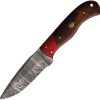 FH Knives Damascus Fixed Blade Brown Red Wood