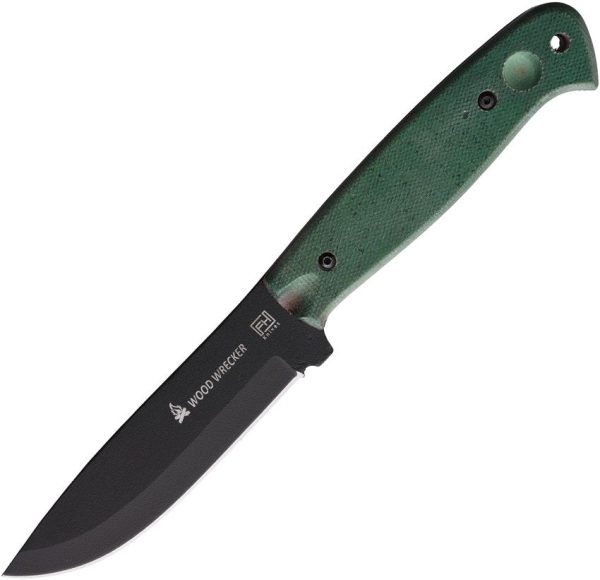 FH Knives Wood Wrecker Fixed Blade Green Micarta
