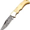 FH Knives Lockback Damascus Natural Bone