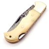 FH Knives Lockback Damascus Natural Bone