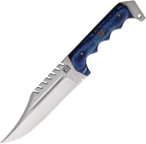 FH Knives Bowie Blue Wood Fixed Blade Knife 6.5" Stainless