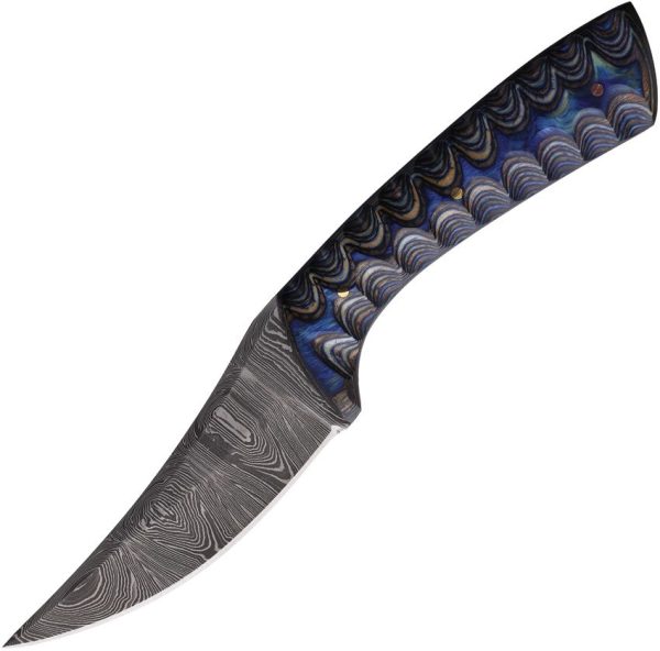 FH Knives Damascus Fixed Blade - Pakkawood Handle