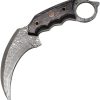 FH Knives Damascus Karambit Black Fixed Blade Knife
