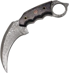 FH Knives Damascus Karambit Black Fixed Blade Knife