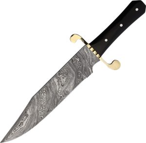 Frost Cutlery Bowie Fixed Blade Damascus Steel Buffalo Horn