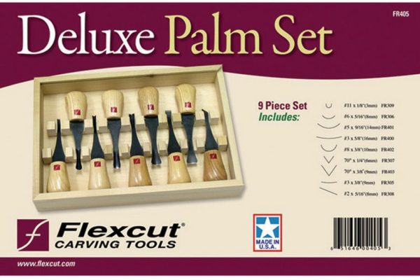Flexcut Deluxe Palm Set 9pc High Carbon Steel Wood Carving Tools