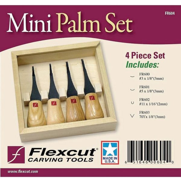 Flexcut Mini-Palm 4 Piece Carving Set High Carbon Steel Wood Handle
