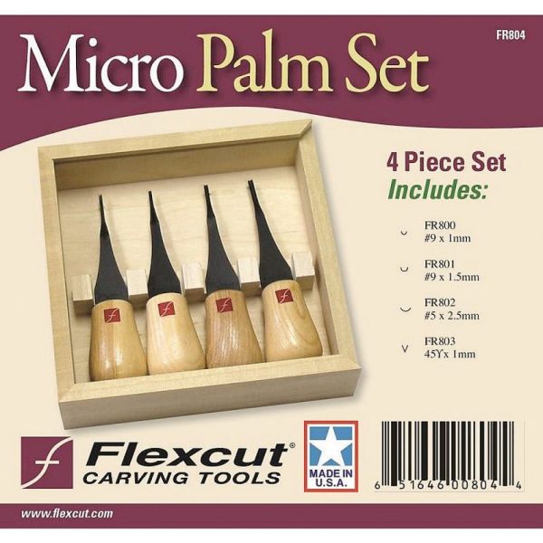 Flexcut Micro-Palm Set 4-Piece Carbon Steel Wood Carving Tools
