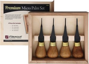 Flexcut Premium Micro-Palm Set Cherry Wood Carving Tools