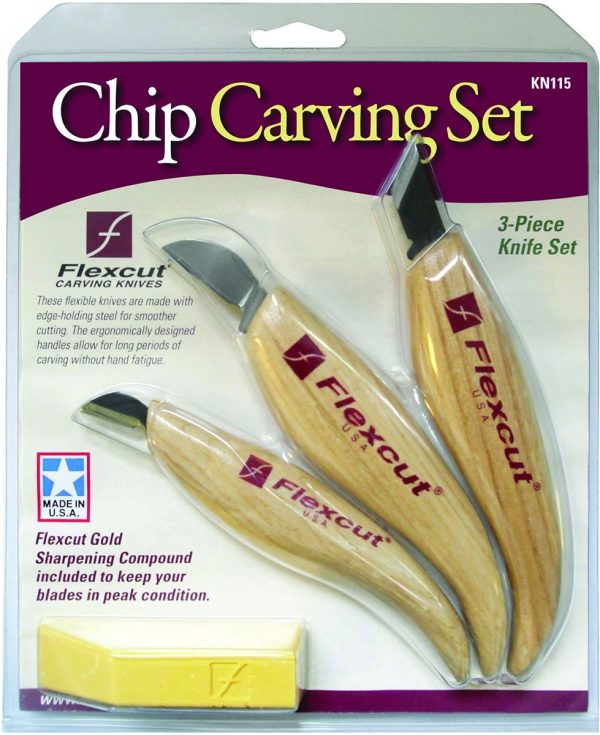Flexcut 3 Piece Chip Carving Set High Carbon Steel Wood Carving
