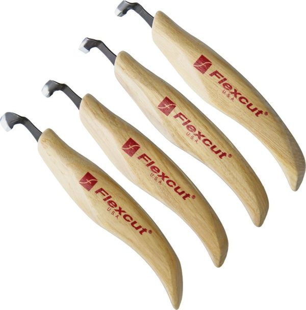 Flexcut Right-Handed Four Piece Scorp Carving Tool Set Wood Handle