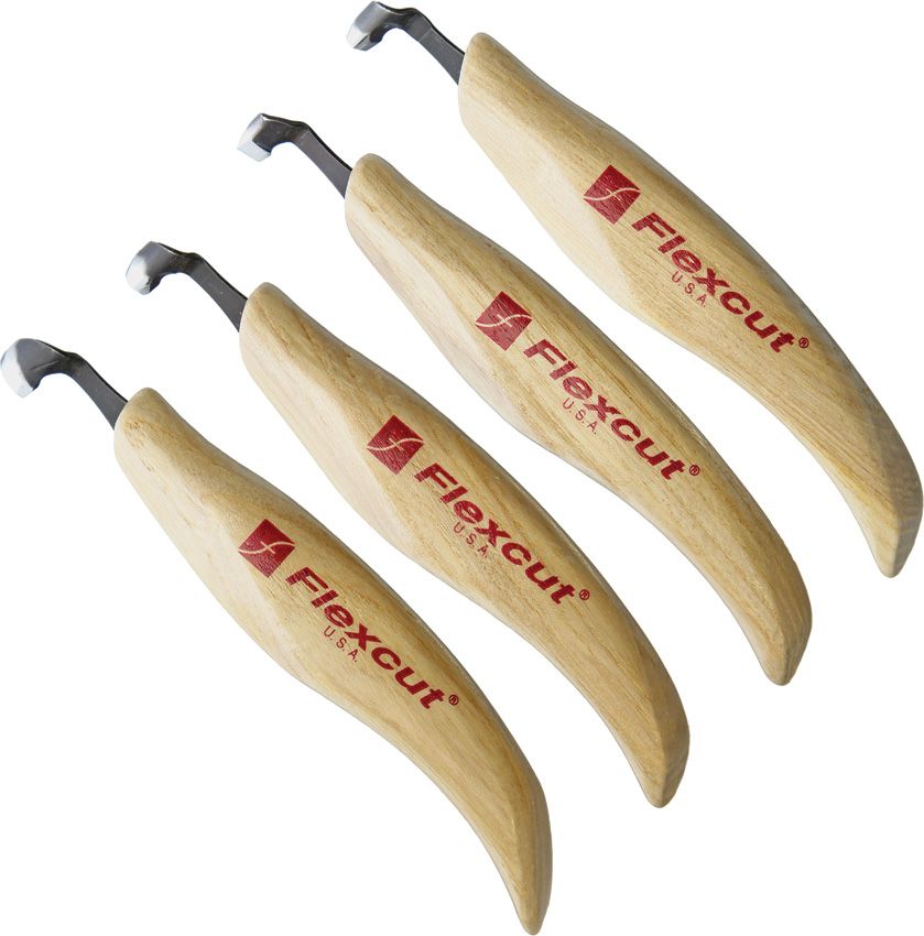 Flexcut Right-Handed Four Piece Scorp Set with Leather Tool Roll