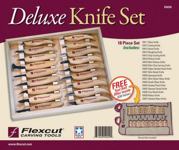 FLEXKN250_add_01.jpg Flexcut Deluxe 18-Piece Carving Knife Set High Carbon Steel Fixed Blade