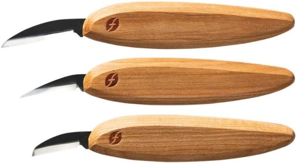 FLEXKNP500.jpg Flexcut Premium Knife Starter Set 3pc Cherry Wood Handle USA
