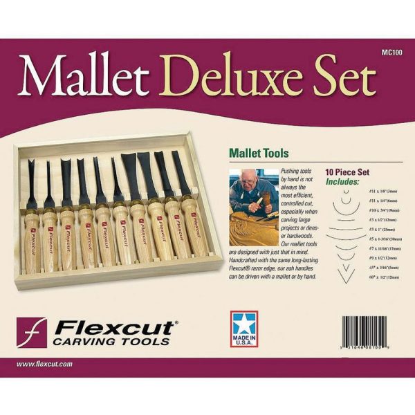 FLEXMC100_add_01.jpg Flexcut Ten Piece Deluxe Mallet Set Carbon Steel Wood Handle Carving