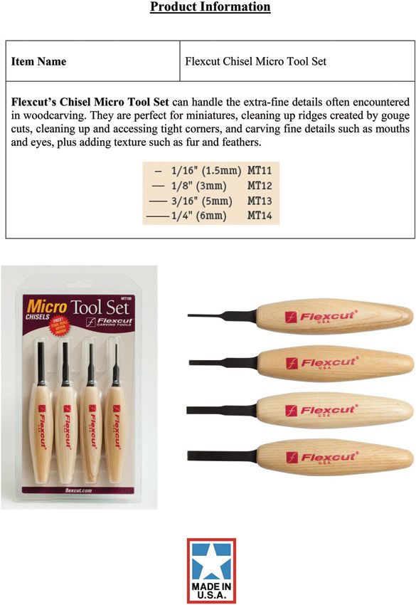 Flexcut Chisel Micro Tool Set 4-Piece Detail Work Carving