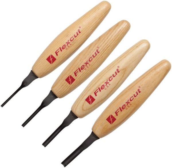 FLEXMT400.jpg Flexcut Shallow U-Gouge Micro Tool Set 4pc Carbon Steel