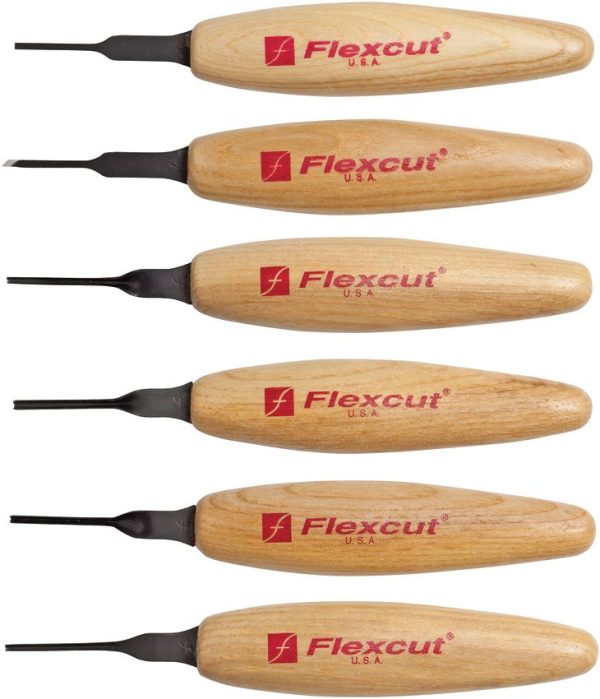 Flexcut Mixed Profile Micro Tool Set 6pc Carbon Steel Wood Handle