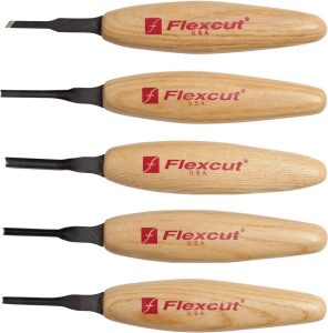 Flexcut Mixed Profile Micro Tool Set 5pc Stainless Wood Handle