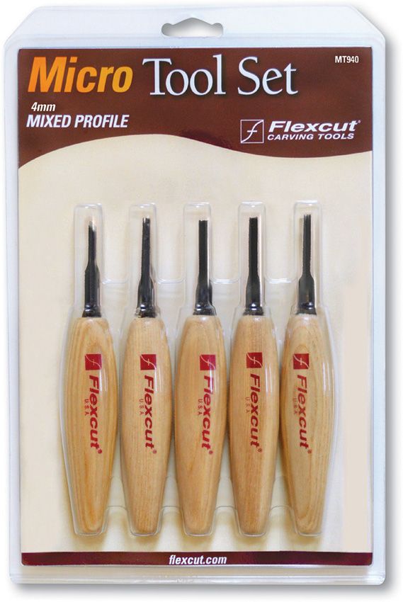 FLEXMT940.jpg Flexcut Mixed Profile Micro Tool Set 5-Piece Wood Handle Carving