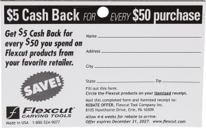 Flexcut Cash Back Rebate Pad