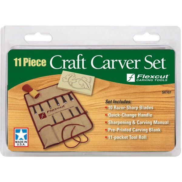 Flexcut Eleven Piece Craft Carver Set High Carbon Steel Wood Carving