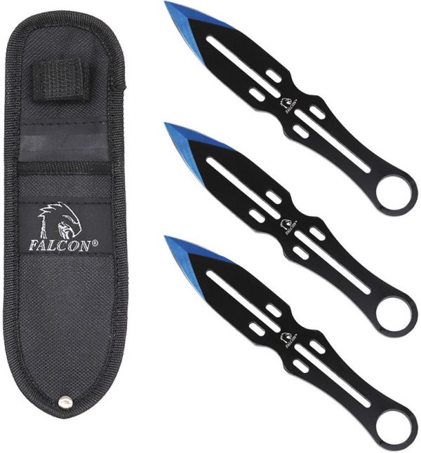 Falcon Throwing Knife Set Blue - 7.5 inches One-Piece