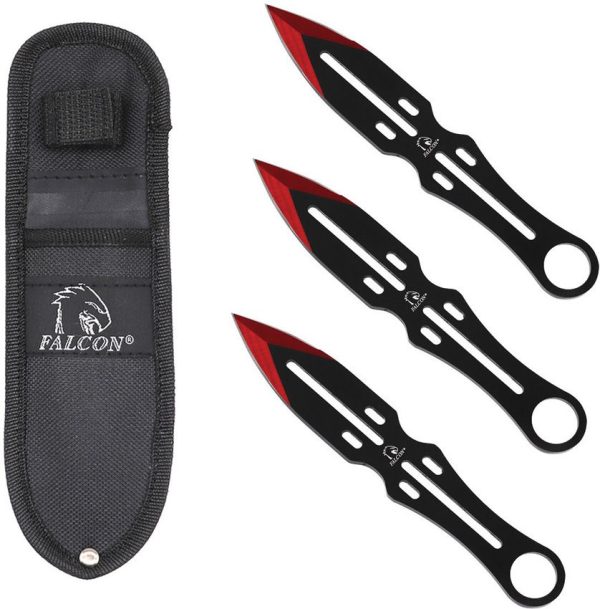 Falcon Throwing Knife Set Red - 7.5 inches One-Piece