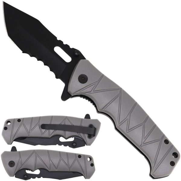 Falcon Linerlock A/O Gray - 3.5 inch Tanto Blade