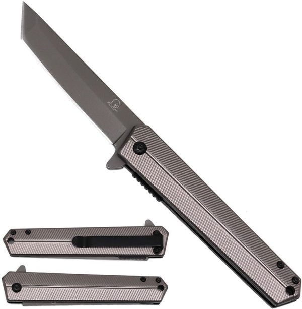 Falcon Linerlock A/O Gray - 3.75 inch Tanto
