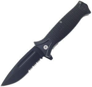 Falcon Linerlock A/O Black Serrated Assisted Knife