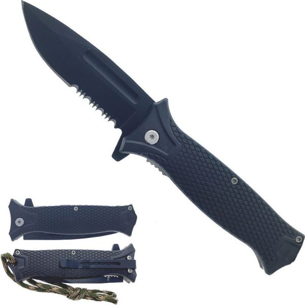 Falcon Linerlock A/O Black Serrated Assisted Knife