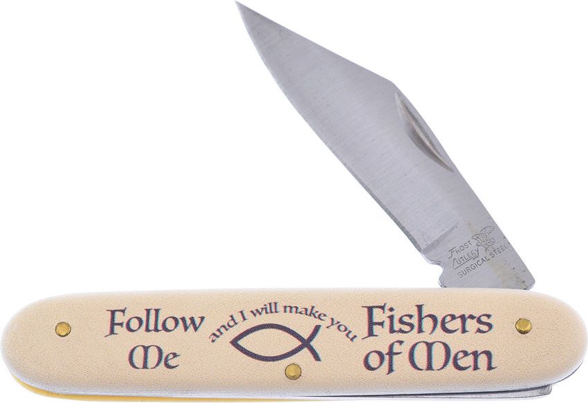 Frost Cutlery Fishers of Men Folding Knife 3.5" Ivory POM
