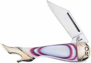 Frost Cutlery Leg Knife Red Swirl Mother of Pearl