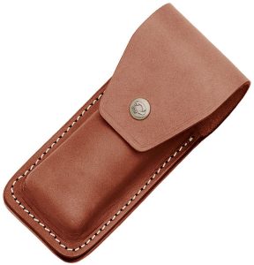 FOX43CM14.jpg Fox Leather Sheath Brown 5.5in Folding Knife Snap Closure