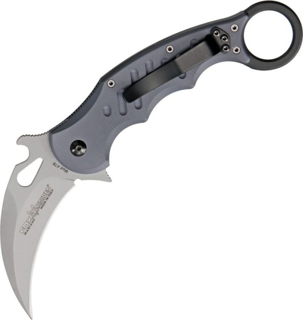 Fox Karambit Folding Knife 3" N690Co Stonewash Gray Aluminum