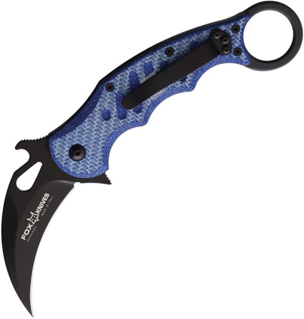 Fox Karambit Folding Knife Blue G10 3" Bohler N690 Linerlock