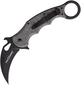 Fox Karambit Linerlock Black N690 Folding Knife Finger Ring