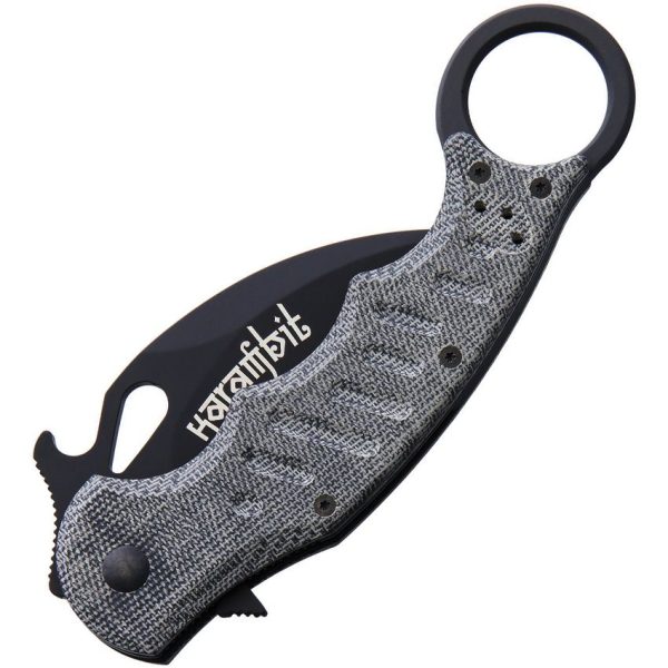 Fox Karambit Linerlock Black N690 Folding Knife Finger Ring