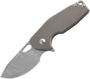 FOX526DTI.jpg FOX VOX Suru Framelock - Damascus Titanium Handle