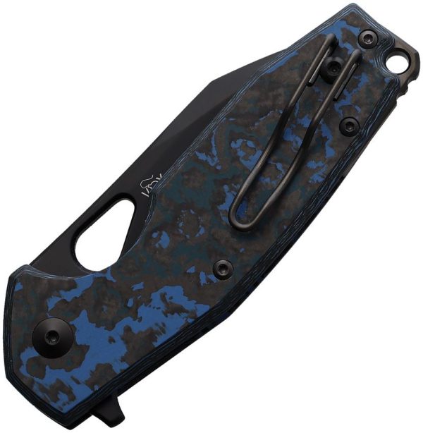 Fox Yaru Linerlock Folding Knife Blue Carbon CPM S90V 3"