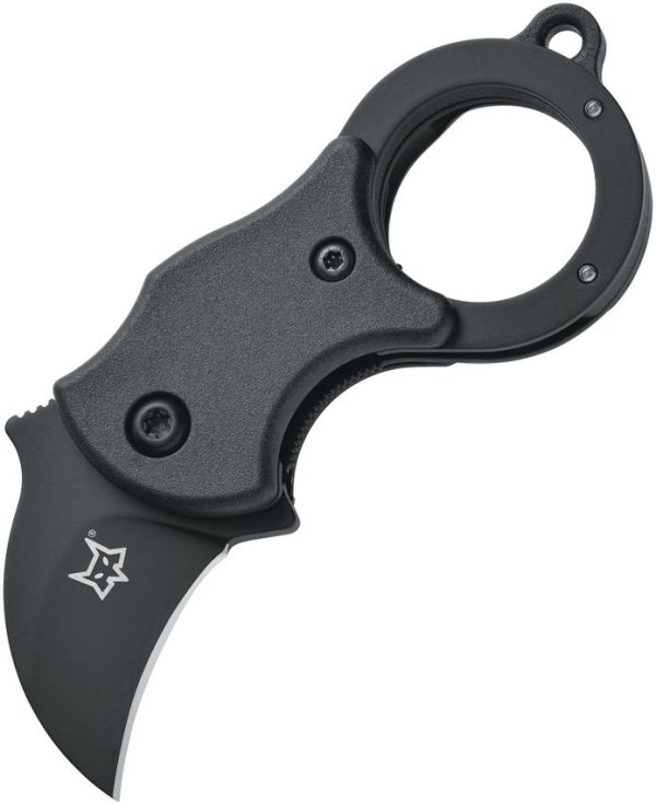 FOX Mini-Ka Linerlock Black 1" Hawkbill Blade Folding Knife
