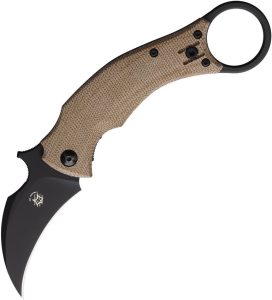 Fox Bastinelli BlackBird Karambit Folding Knife N690 Steel Tan