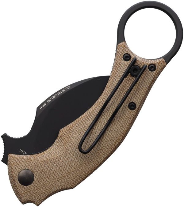 Fox Bastinelli BlackBird Karambit Folding Knife N690 Steel Tan